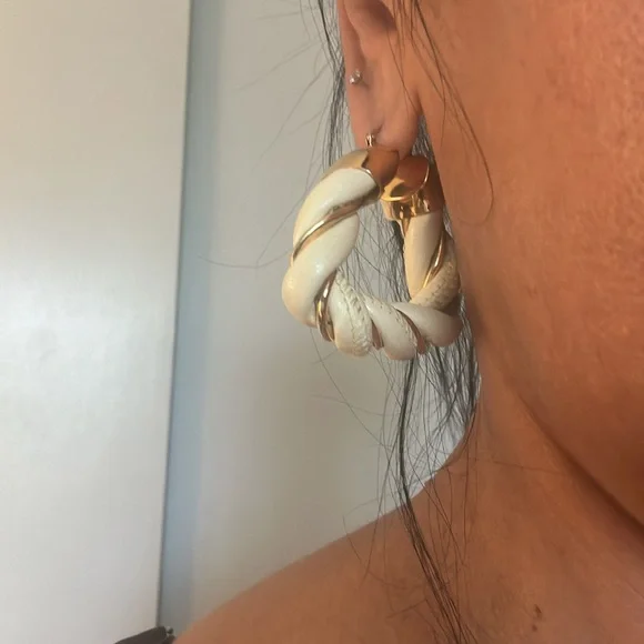 Bottega Veneta twist leather earrings , 925 silver gold. - Picture 5 of 5